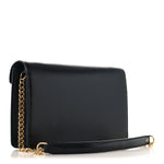 Shiny Calfskin Triomphe Margo Wallet on Chain Black