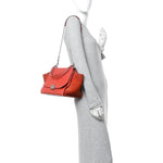 Drummed Calfskin Small Trapeze Vermillion