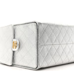 Metallic Caviar Quilted Medium Chanel 25 Handbag Silver