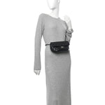 Calfskin Quilted CC Uniform Flap Belt Bag Black