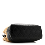 Suede Calfskin Shiny Lambskin Quilted Small Coco Base Shopping Bag Beige Black