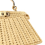 Raffia Embroidered Vitello King Shiny Nappa Intreccio Small Peekaboo I SEE U Satchel Sahara