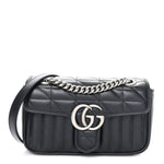 Calfskin Matelasse Aria Mini GG Marmont Shoulder Bag Black