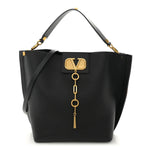 Grainy Calfskin VLogo Escape Hobo Bag Black