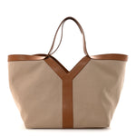 Canvas Calfskin Y Tote Tan Natural