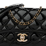 Patent Goatskin Quilted Small CC Eyelet Flap Black