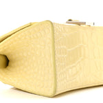 Calfskin Crocodile Embossed Small Hourglass Top Handle Bag Pale Yellow