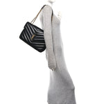 Lambskin Chevron Quilted Large Loulou Black