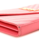 Grain De Poudre Matelasse Chevron Monogram Chain Wallet Rose Clair