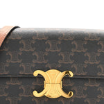 Canvas Calfskin Triomphe Shoulder Bag Tan