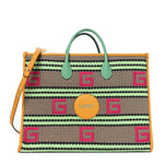 Fabric Embroidered Capri Striped Tote Bag Yellow