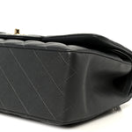 Caviar Quilted Jumbo Double Flap Dark Grey