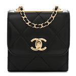 Lambskin Quilted Mini Trendy CC Chain Wallet Black