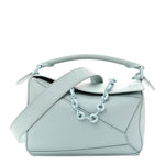 Grained Calfskin Small Puzzle Bag Aquamarine