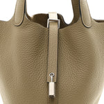 Taurillon Clemence Picotin Lock 18 PM Beige Marfa
