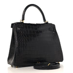 Matte Alligator Kelly Retourne 28 Black