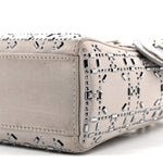 Satin Crystal Cannage Mini Lady Dior Gray