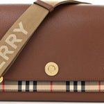 Grainy Calfskin Vintage Check Note Crossbody Bag Malt Brown