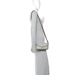 GG Supreme Monogram Textured Dollar Calfskin Web Mini Ophidia Envelope Shoulder Bag Beige Blue