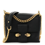 Calfskin Small Twin Skull Chain Crossbody Black