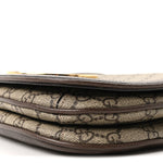 GG Supreme Monogram Textured Dollar Calfskin Web Medium Blondie Shoulder Flap Bag Beige Ebony New Acero