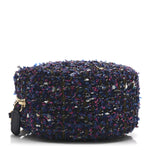 Tweed Quilted Round Clutch With Chain Multicolor