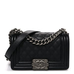 Caviar Quilted Small Boy Flap Black