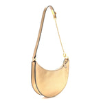 Metallic Grainy Calfskin Mini Vlogo Hobo Bag Gold