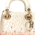 Calfskin Embroidered Small Lady D-Joy White Multicolor