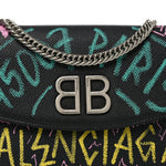 Grained Calfskin Graffiti BB Wallet On Chain Black