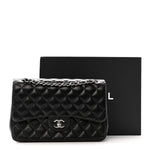 Lambskin Quilted Jumbo Double Flap Black