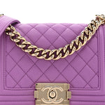 Caviar Quilted Small Boy Flap Purple