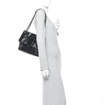 Crinkled Calfskin Monogram Medium Niki Chain Satchel Black
