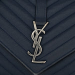 Sheepskin Matelasse Chevron Monogram Medium College Bag Navy