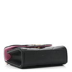 Lambskin Quilted Bi-Color Top Handle Clutch With Chain Black Pink