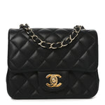 Lambskin Quilted Mini Square Flap Black