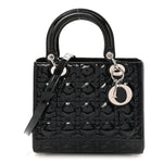 Patent Cannage Medium Lady Dior Navy Blue