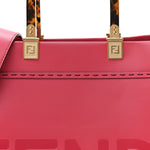 Vitello King Plexiglass Logo Embossed Medium Fendi Sunshine Shopper Tote Lampone