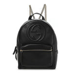 Pebbled Calfskin Soho Chain Backpack Black