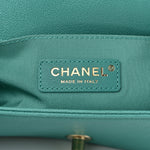 Caviar Chevron Quilted Small Boy Flap  Green