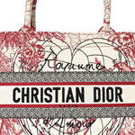Canvas Embroidered Medium Dioramour D-Royaume Book Tote Red Multicolor