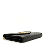 Grain De Poudre Matelasse Chevron Monogram Chain Wallet Black