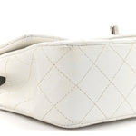 Metallic Caviar Quilted Mini Top Handle Rectangular Flap White