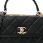 Lambskin Quilted Small Trendy CC Dual Handle Flap Bag Black