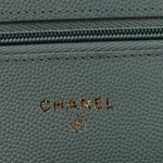 Caviar Quilted Wallet on Chain WOC Light Blue