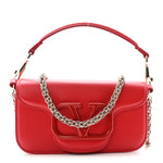 Calfskin Enamel Vlogo Small Loco Shoulder Bag Rouge Pur