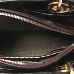 Patent Cannage Medium Lady Dior Dark Brown
