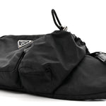 Re-Nylon Saffiano Metal Triple Pocket Belt Bag Black