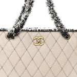 Tweed Calfskin Tweedy Shopping Tote Beige