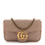 Calfskin Matelasse Super Mini GG Marmont Shoulder Bag Porcelain Rose